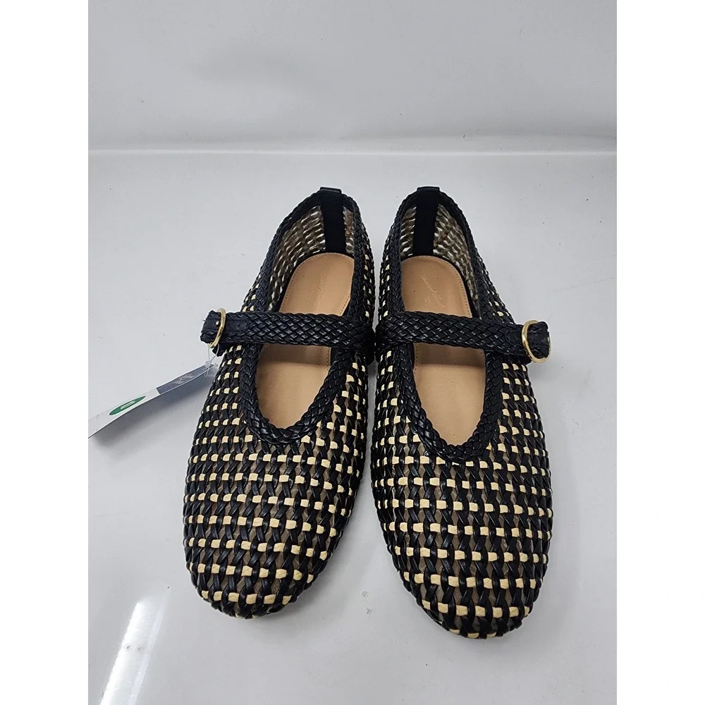 Universal Thread Womens Woven Mary Jane Flats Black Textile Casual Size 10